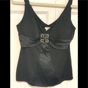 Cashe size L stretch satin mix Cami with jewel